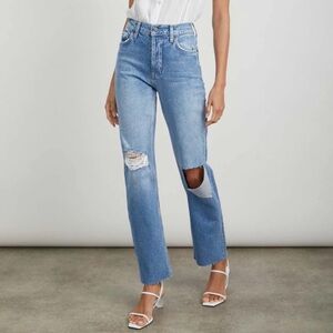 Rails Topanga High Rise Straight Jeans Size 29 Light Wash Ripped Destroyed